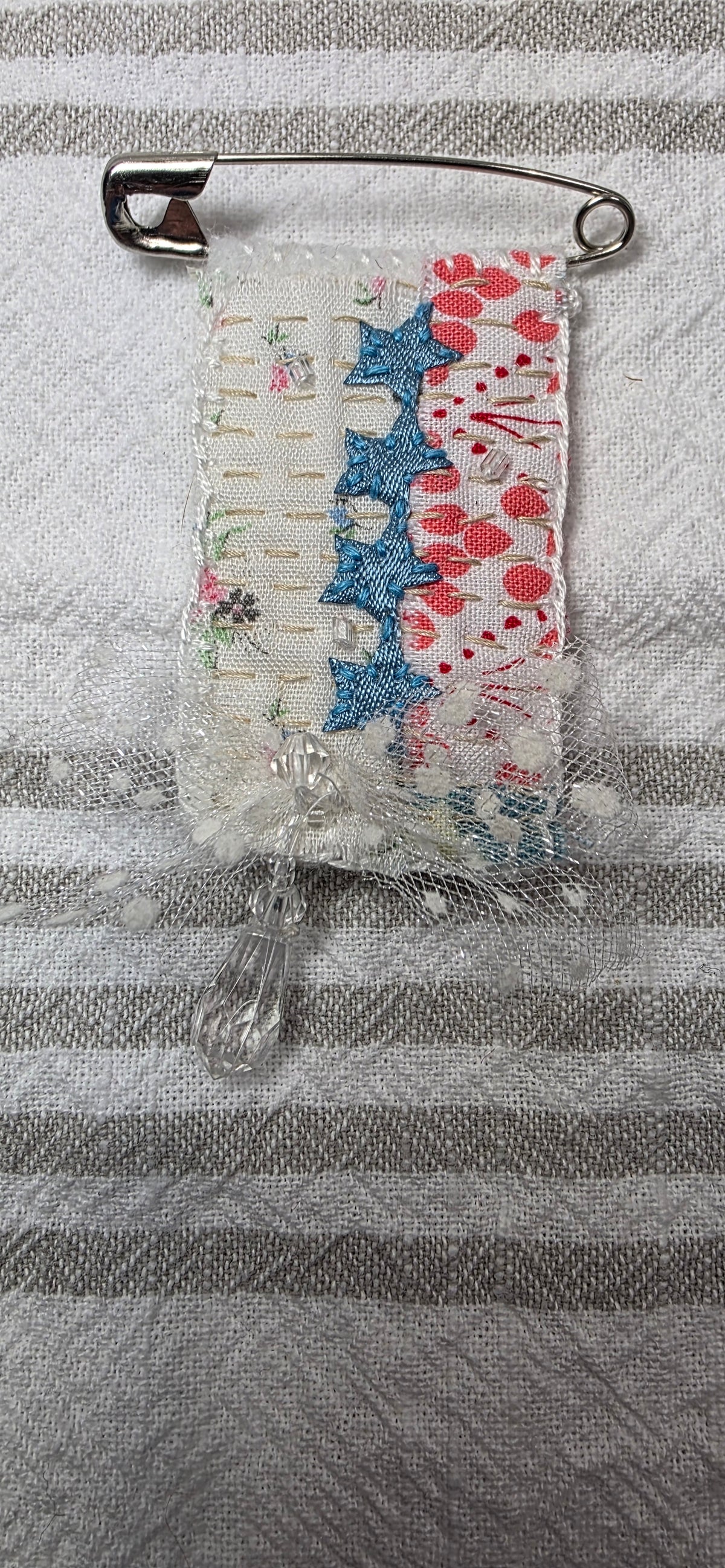 Slow stitch Brooch
